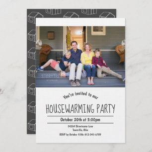 Photo White Grey Housewarming Invitation