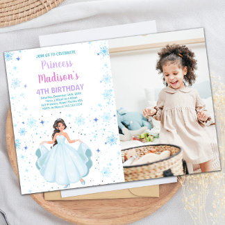 Photo White Princess Birthday Invitations