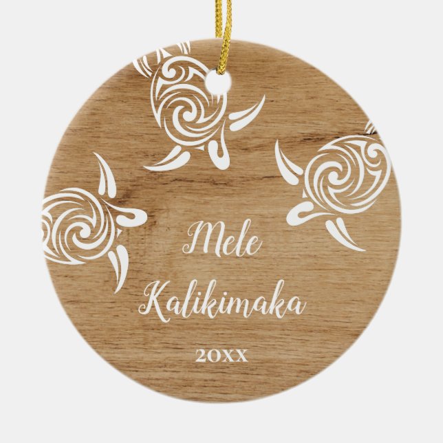 PHOTO White Turtles | Mele Kalikimaka Ceramic Tree Decoration (Front)