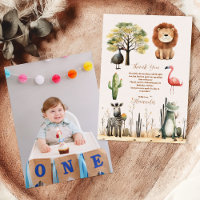 Photo Wild One Jungle Safari Animals Boy 1st