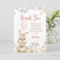 Photo Wildflower Bunny Birthday Thank You Card