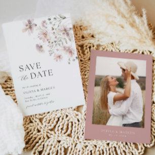 Photo Wildflower Save The Date Wedding Invitation