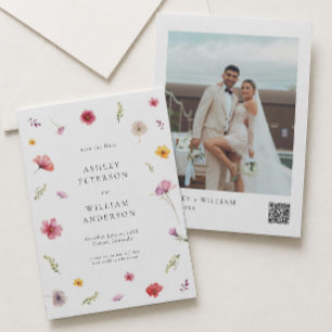 Photo Wildflower Wedding Save the Date Invitation