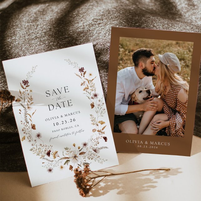 Photo Wildflower Wedding Save The Date Invitation (Save The Date Front/Back)