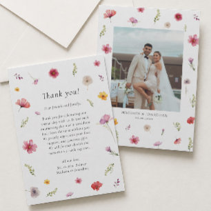 Photo Wildflower Wedding Thank You Card