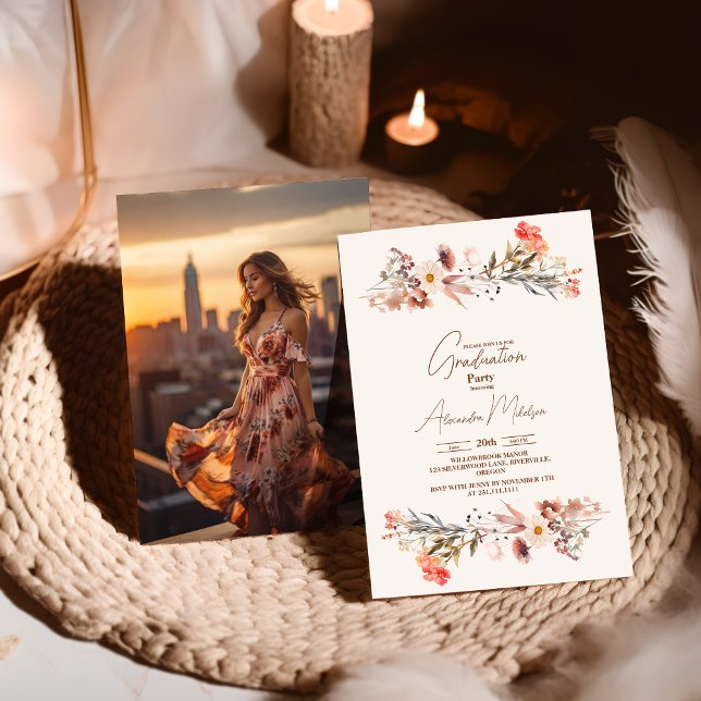 Photo Wildflowers Botanical Graduation Invitation (Creator Uploaded)