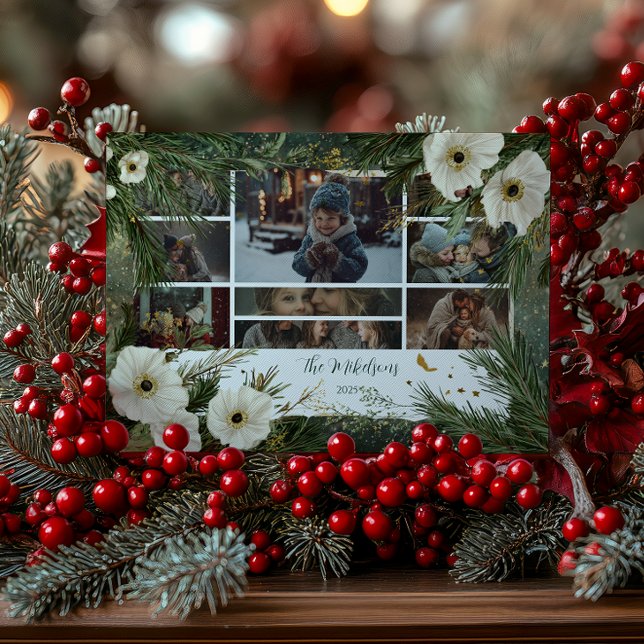 Photo Winter White Anemone Christmas Party Holiday Card (Creator Uploaded)