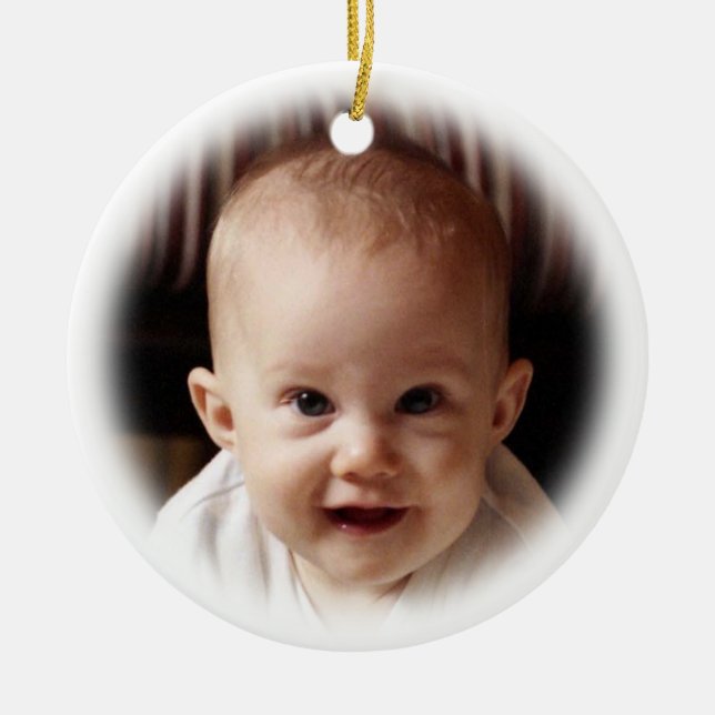 Photo with blurred edges - Merry Christmas Ceramic Tree Decoration (Front)