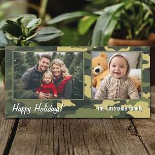 Photo with Camouflage Print Military Holiday Card