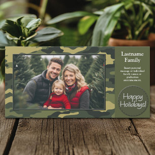 Photo with Camouflage Print Military Holiday Card