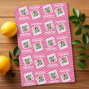 Photo with Chevron Pattern and Custom Name Tablecloth