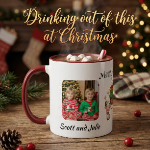 Photo With Christmas DEER Green Personalise Mug
