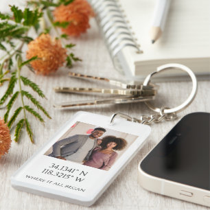 Photo with GPS Coordinates and Photo Personalised Key Ring