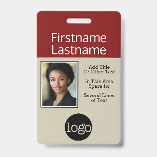 Photo with Logo and Company Information Name ID Badge