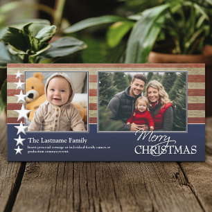 Photo with USA Flag Patriotic Military Theme Holiday Card