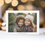 Photo with White Border - Tribal Pattern Peace Joy Holiday Card<br><div class="desc">Gold tribal pattern on the back -- Front: A white border with a single photo and minimal design makes this a great choice for a trendy Christmas card. A modern simple font in white over the photo is included along with a place to add your family name. Make a unique...</div>