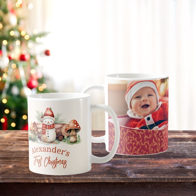 Photo Woodland Animals Baby First Christmas Coffee Mug (Creator Uploaded)