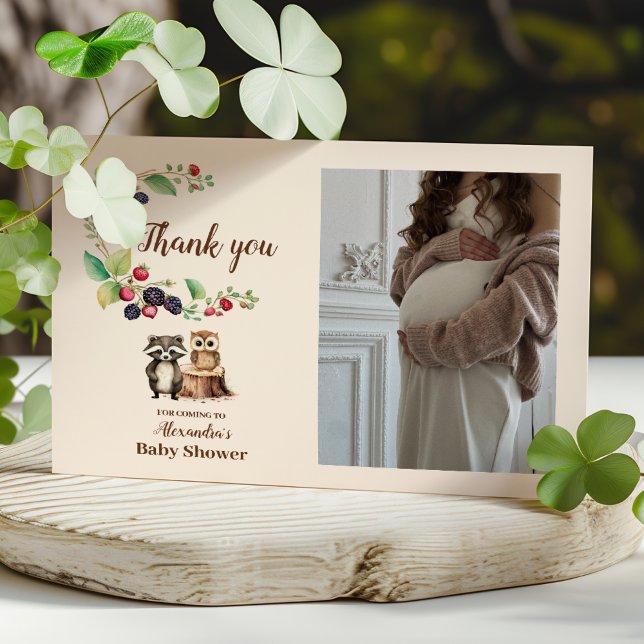Photo Woodland Forest Animals Baby Shower Thank You Card (Creator Uploaded)
