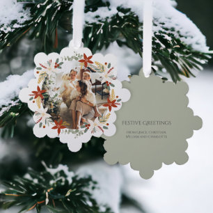 Photo Wreath Framed Personalised Christmas Tree Decoration Card