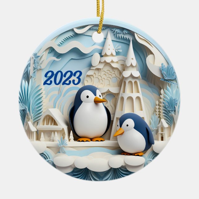  Photo Yearly Christmas  Ceramic Tree Decoration (Front)