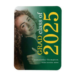 Photo Yellow Green 2022 Graduation Announcement Magnet