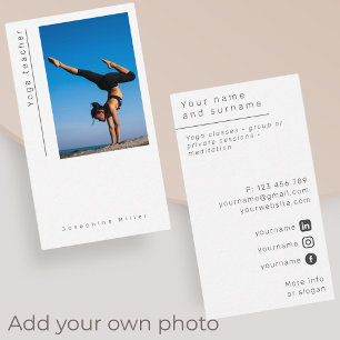 Photo Yoga teacher meditation modern Business Card