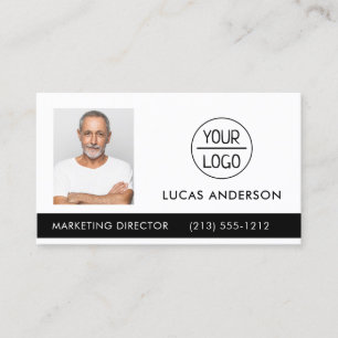 Photo Your Company or Event Logo Black Business  B Card