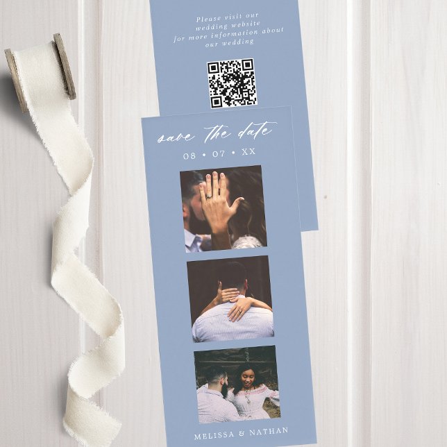 Photobooth Strip QR Blue Wedding Save the Date (Creator Uploaded)