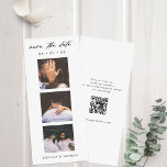 Photobooth Strip QR Code Wedding Save the Date<br><div class="desc">A modern minimalist photobooth strip style wedding save the date announcement. with space for 3 of your favourite photos and QR code for your wedding website.</div>