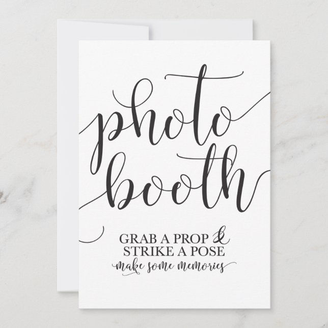 Photobooth Wedding Sign- Grab a Prop Strike a Pose Invitation (Front)