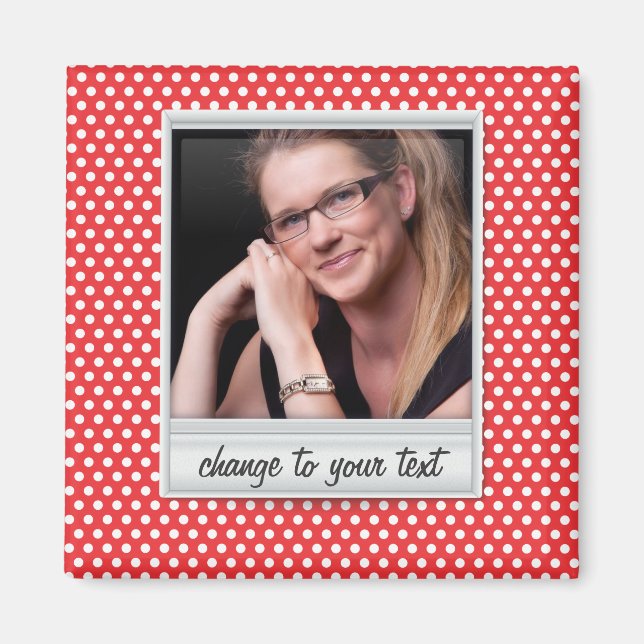 photoframe on white & red polkadot magnet (Front)
