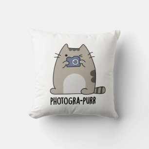 Photograh-purr Funny Cat Photographer Pun Cushion