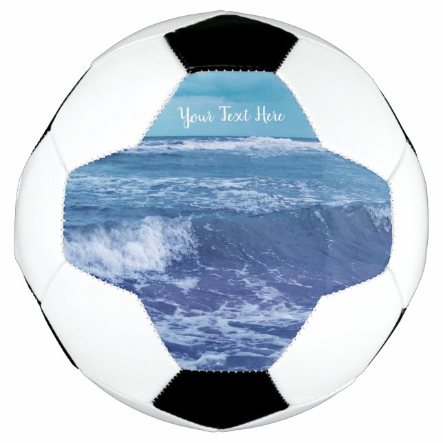Photograph Atlantic Ocean White Cap Waves Blue Sky Soccer Ball (Front)