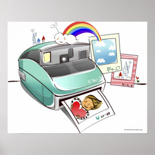 Photograph coming out of an instant camera poster