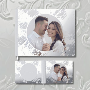 Photograph Guest Book Gray Elegant Foil Guestbook