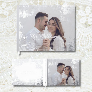 Photograph Guest Book White Elegant Foil Guestbook