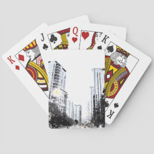 photograph of city the night playing cards