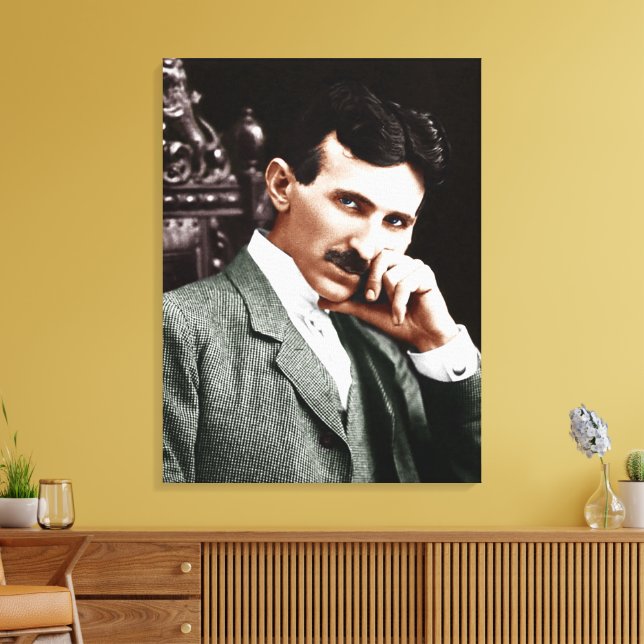 Photograph of Nikola Tesla at Age 40 Canvas Print (Insitu(LivingRoom))