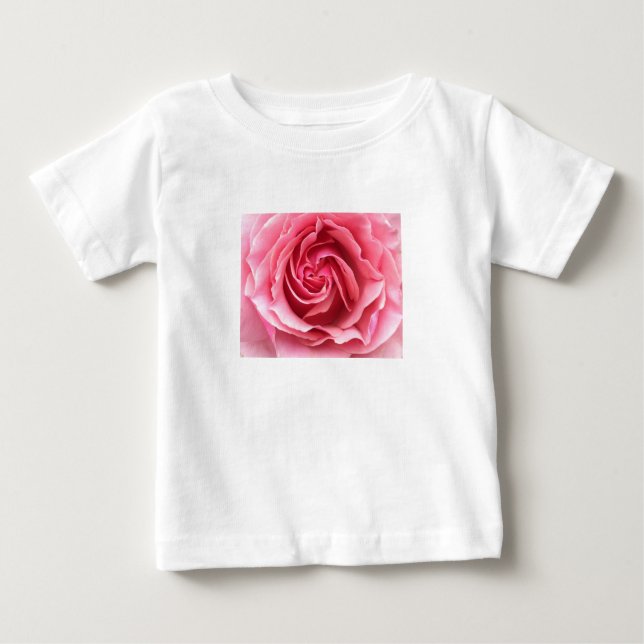 Photograph of pink rose on child's t-shirt. baby T-Shirt (Front)