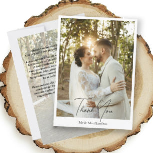 Photograph Personalised Wedding With Message Thank You Card
