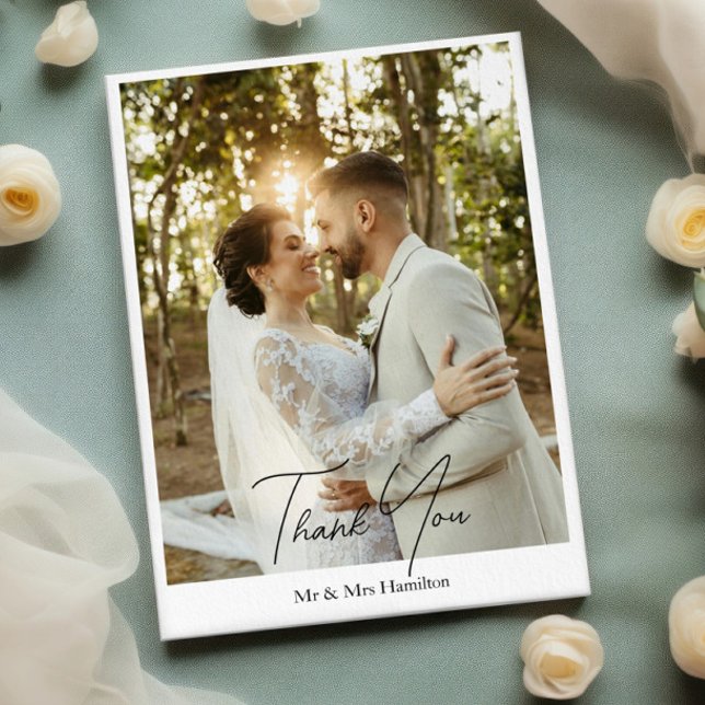Photograph Personalised Wedding With Message  Thank You Card (Photograph Personalized Wedding With Message Thank You Cards from Ricaso 
Simple & Elegant message)