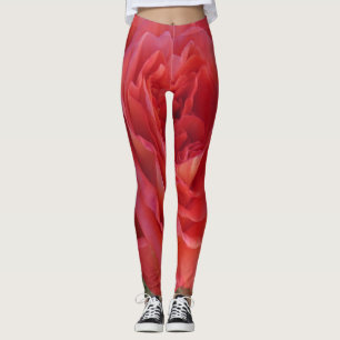Photographed red rose leggings