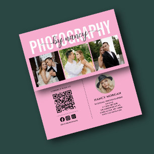 Photographer 3 Photo Grid QR Code Photography Business Card