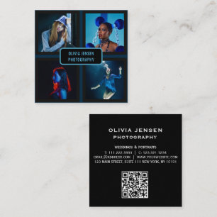 Photographer 4 Photos QR Code Social Media Square Business Card