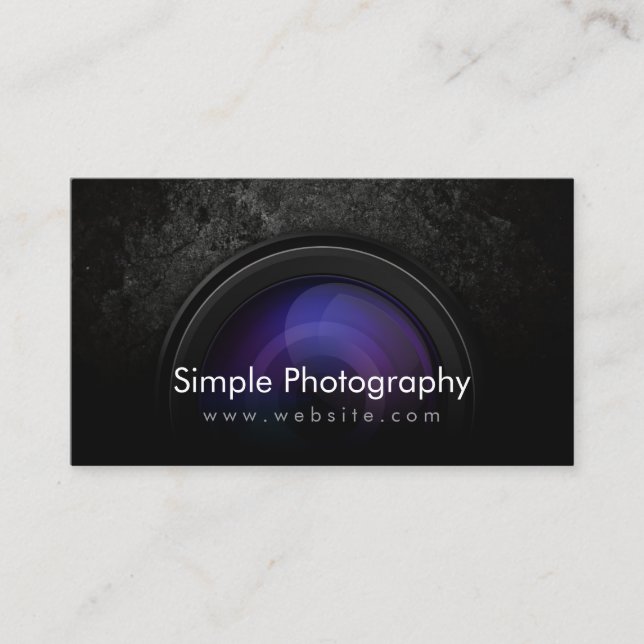 Photographer Black Camera Lens Photography Business Card (Front)