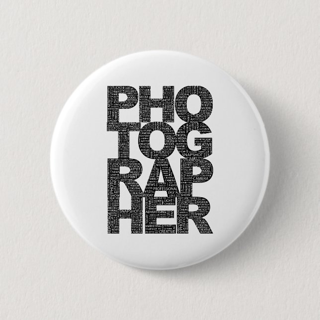 Photographer - Black Text 6 Cm Round Badge (Front)