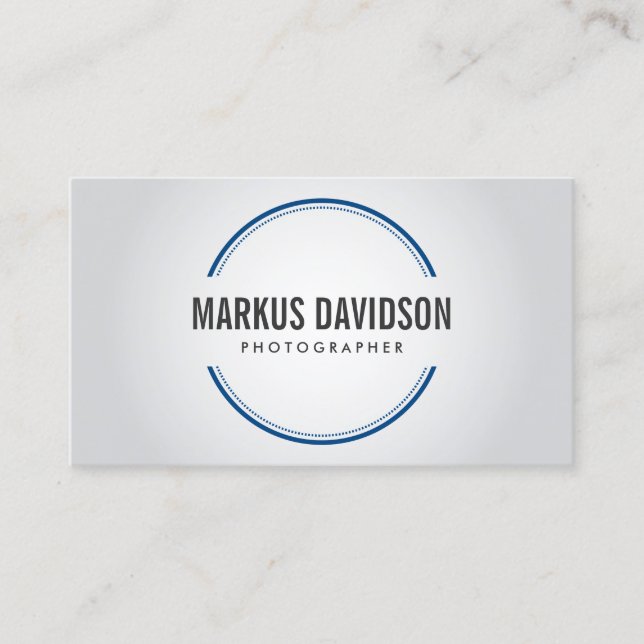 Photographer Blue Camera Lens Business Card (Front)
