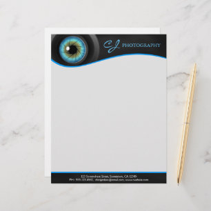 Photographer Blue Eye Camera Lens Letterhead
