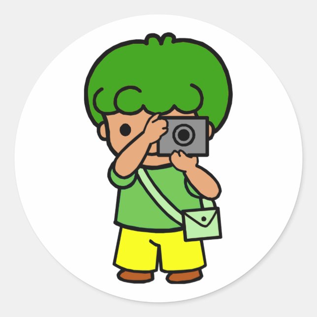 photographer boy classic round sticker (Front)