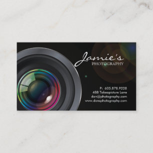 Photographer Business Card Modern Black Spotlight